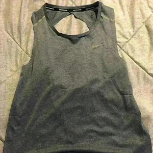 Nike Dri Fit Running Tank Top Women S Gray Open Back Athletic Workout